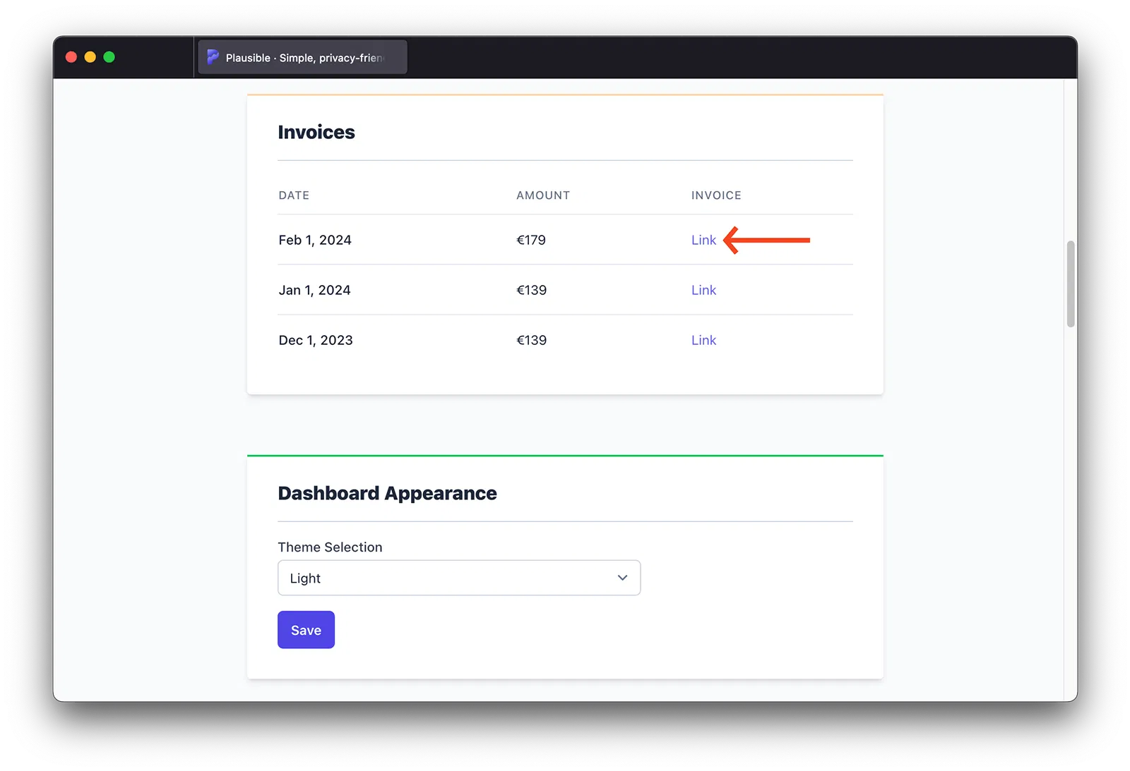 Download Plausible invoice